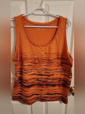 Sleeveless Vibrant Orange Purple Striped Tank Top - Women